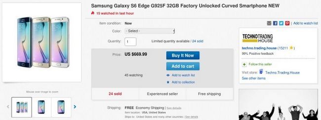 Fotografía - [Alerta Trato] desbloqueado 32GB Samsung Galaxy S6 Edge Solo $ 670 en eBay (Más de $ 100 de descuento)